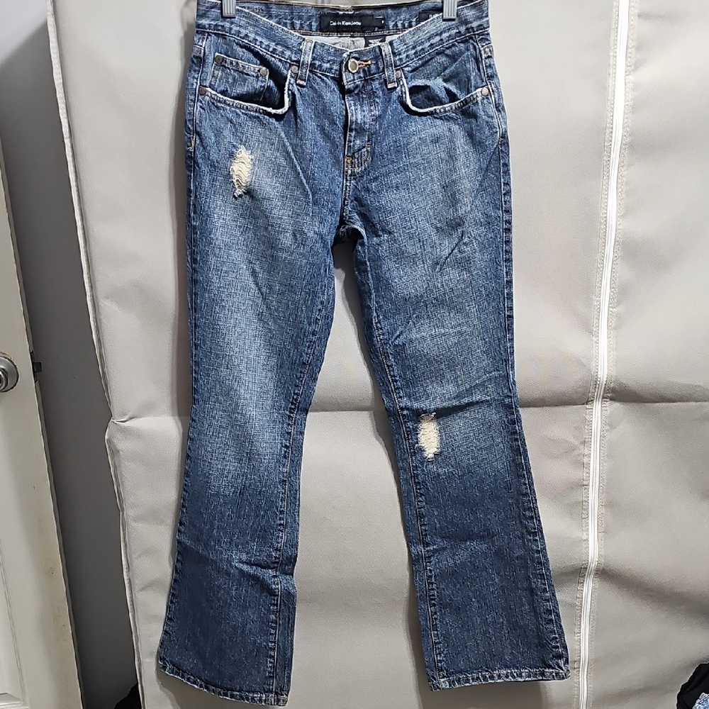 Calvin Klein Jeans Blue Flare Distressed Denim